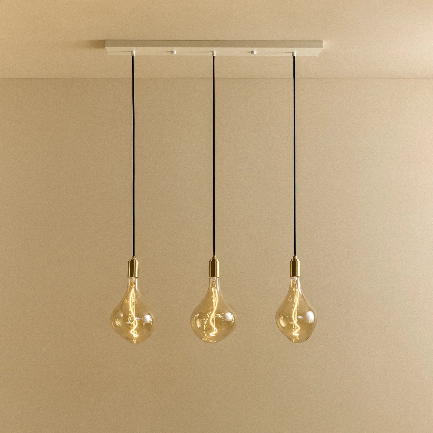 Linear Triple Pendant in Brass + Voronoi II