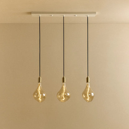 Linear Triple Pendant in Brass + Voronoi II