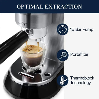 De’Longhi Dedica EC685 Manual Espresso Machine with Stainless Steel Frothing Wand