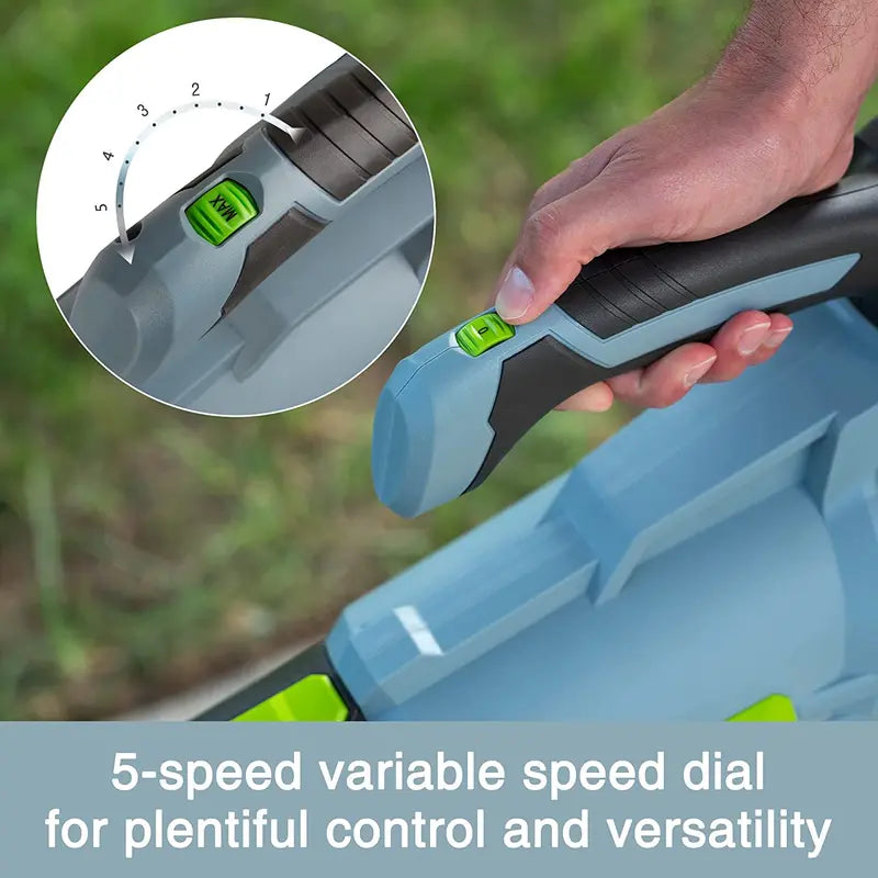 WORKPRO 20V Cordless Leaf Blower with 5-Speed Control, 4.0Ah Battery & Quick Charger