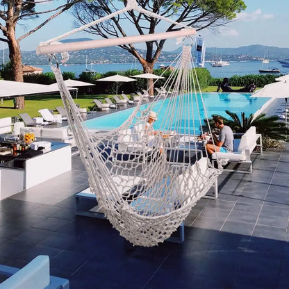 ONCLOUD Macramé Hammock Chair with Heavy-Duty Rope Suspension and High-Weight Capacity