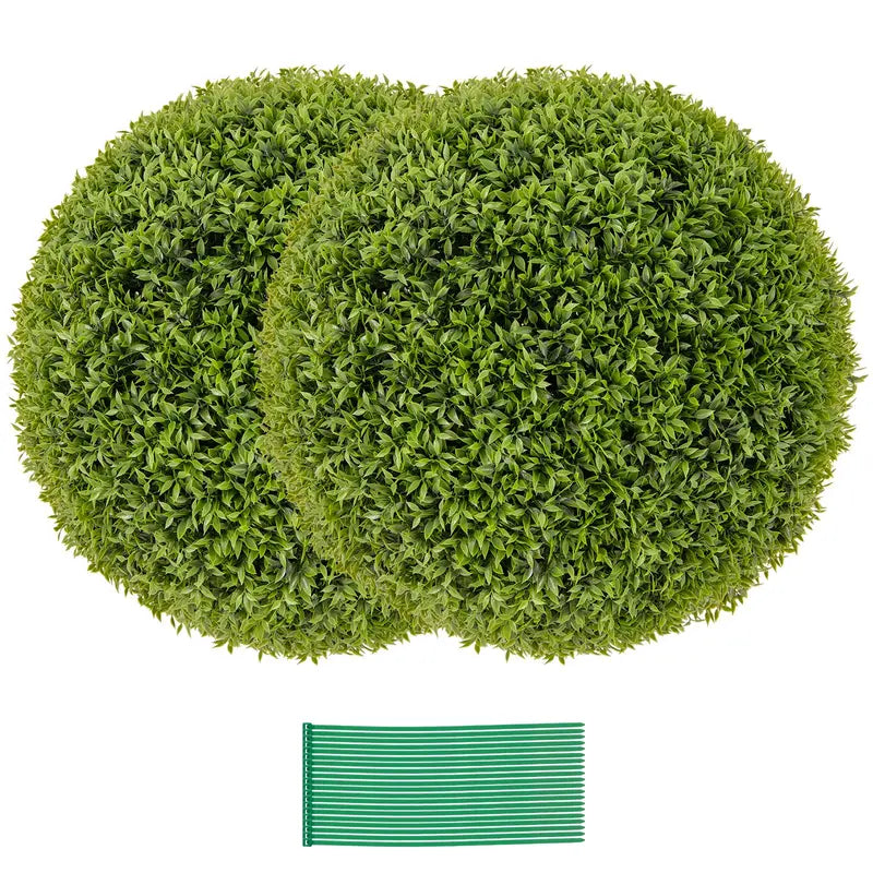 2-Pack 20-Inch Artificial Boxwood Topiary Balls  UV-Resistant Round Faux Plants for Outdoor Use