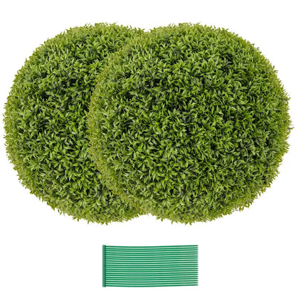 2-Pack 20-Inch Artificial Boxwood Topiary Balls  UV-Resistant Round Faux Plants for Outdoor Use