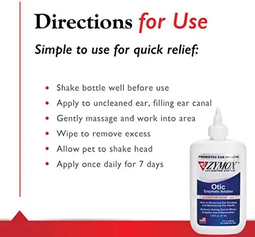 Zymox 1% Hydrocortisone Otic Solution for Dogs &amp; Cats  8oz Ear Infection Relief