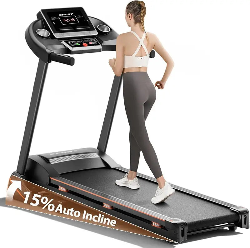 Foldable Home Treadmill  3HP Motor, Auto Incline Adjustment & Bluetooth Connectivity