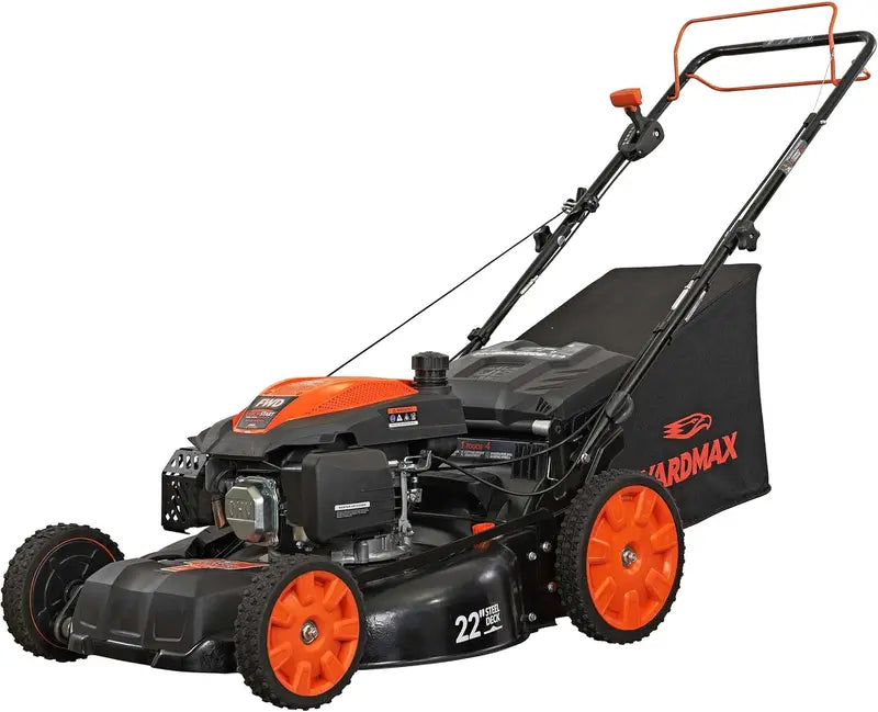 YARDMAX 22″ 201cc CVT Self-Propelled Gas Mower — 3-in-1 Functionality