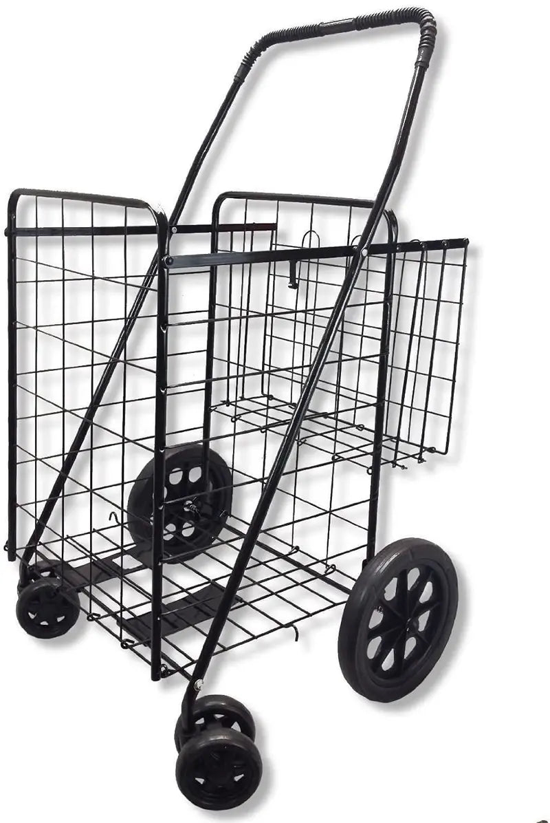 Jumbo Capacity Folding Shopping Cart  Multi-Use Carrier for Groceries, Luggage & More