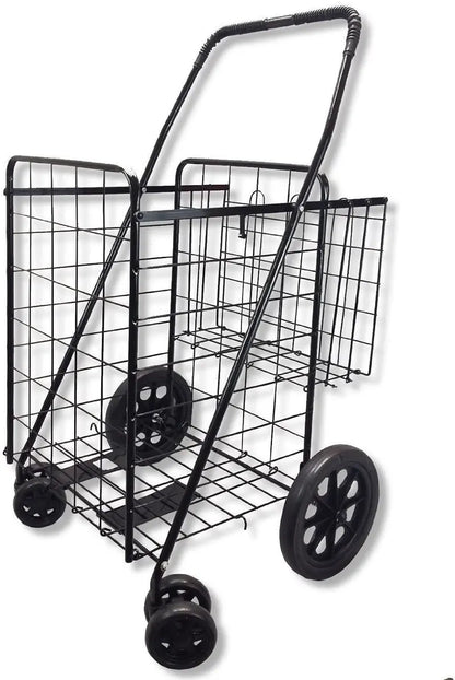 Jumbo Capacity Folding Shopping Cart  Multi-Use Carrier for Groceries, Luggage & More