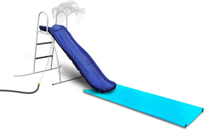 6-Foot Freestanding Water Wave Slide  Built-In Adjustable Sprinkler, Ground Pad & Hose Extension for Kids Ages 38