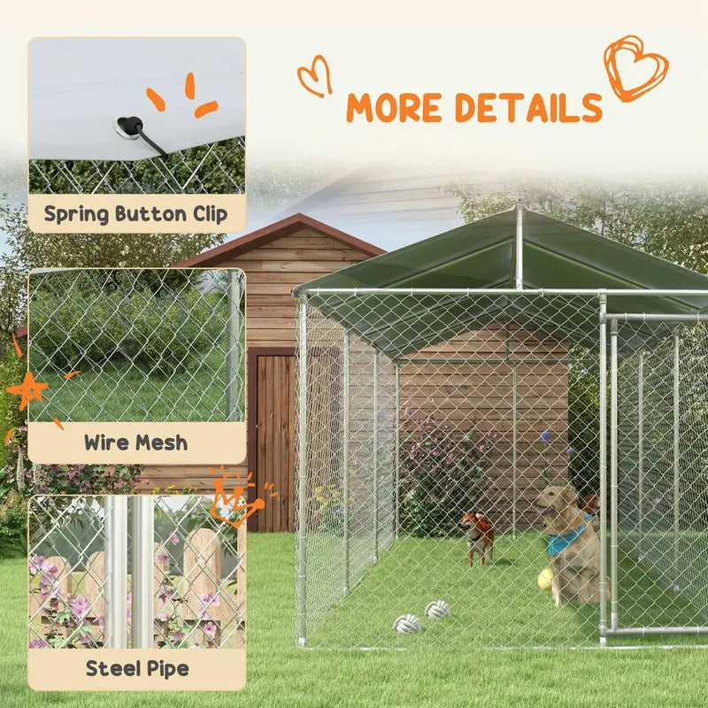 PawHut Heavy-Duty Waterproof Outdoor Dog Kennel  19.7 ft x 7.5 ft