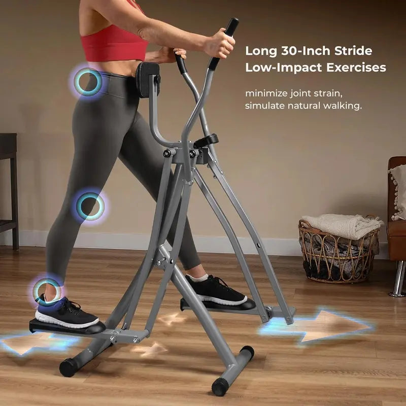 Sunny Health Smart Air Walker Elliptical  30″ Stride, Bluetooth-Enabled, Low-Impact Cardio Machine