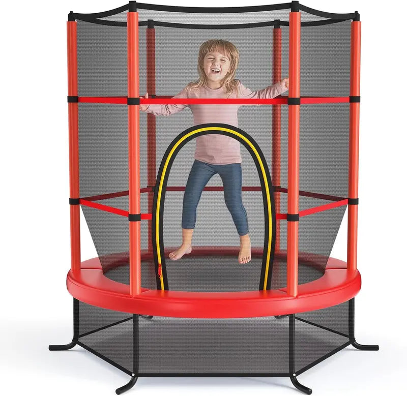 55-Inch Kids’ Trampoline  ASTM-Certified 4.6-Foot Toddler Bouncer with Safety Enclosure Net