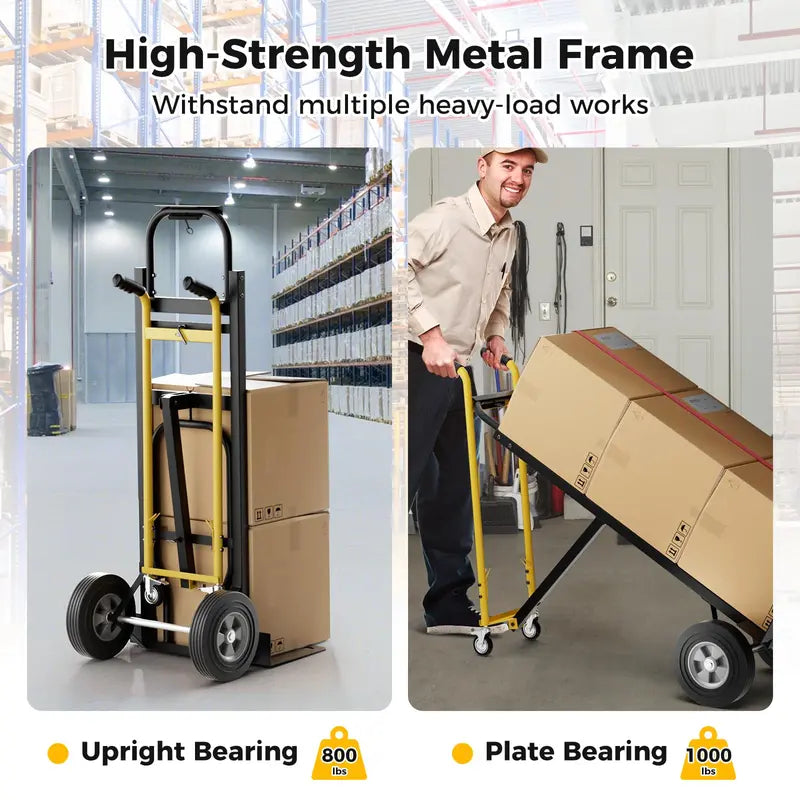 Heavy-Duty 3-in-1 Convertible Hand Truck Dolly with 1000 lb Load Capacity