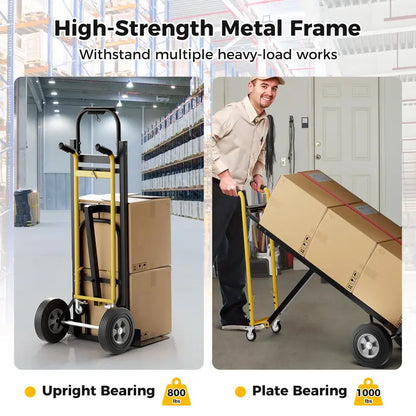 Heavy-Duty 3-in-1 Convertible Hand Truck Dolly with 1000 lb Load Capacity
