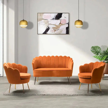 Xabier 52″ 3-Piece Living Room Set  Contemporary Sofa & Accent Chairs by HULALA HOME