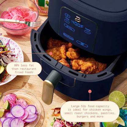 Drew Barrymore Starry Night Air Fryer  6-Quart TurboCrisp Model with Touchscreen Controls & Blue Accents