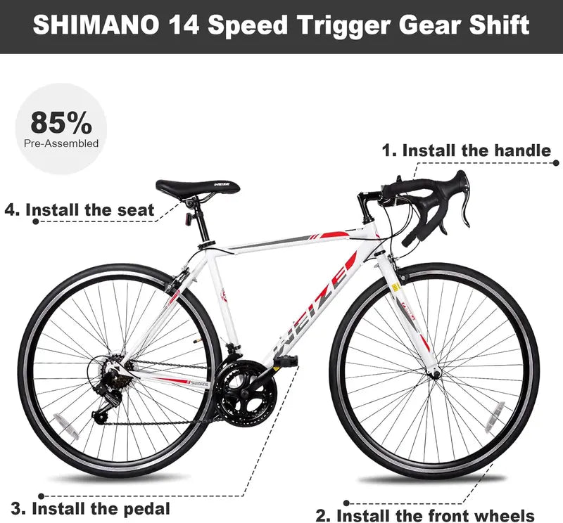 WEIZE 700C Road Commuter Bike  14-Speed Shimano Drop-Bar Hybrid with Caliper Brakes & High-Carbon Steel Frame