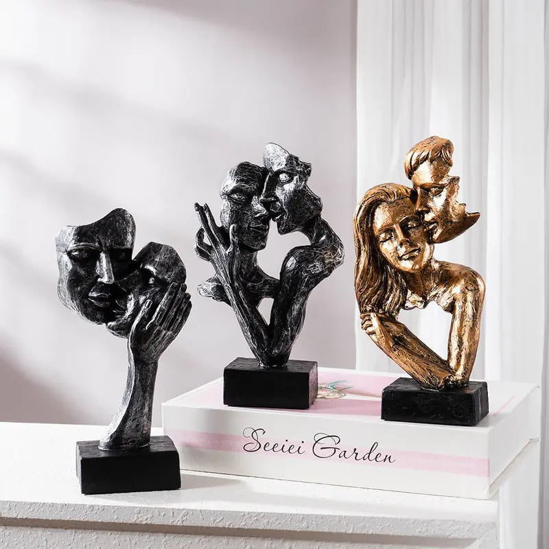 Modern Abstract Kiss Sculpture  Artistic Wall or Shelf Decor