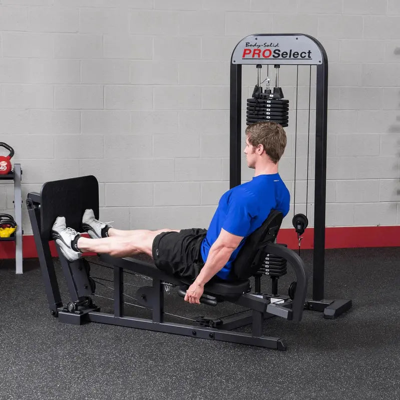 Body-Solid Pro Select Leg Press Machine  310 lb Weight Stack, Oversized Rubber Footplate, Dual-Beam Frame, Commercial-Grade Bearings