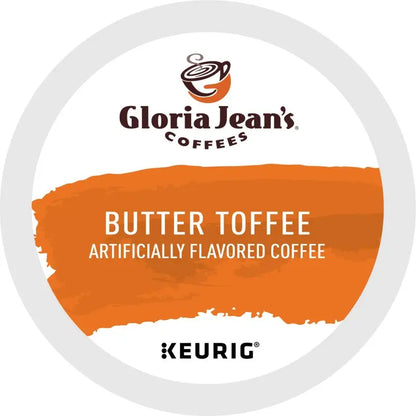Gloria Jean’s Butter Toffee Medium Roast Coffee K-Cup Pods, 96 Count, Arabica, Recyclable