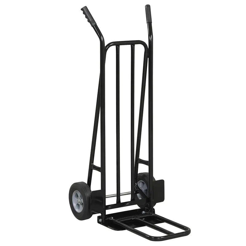Heavy-Duty Hand Truck Dolly  Metal Moving Cart with Dual Fold-Down Nose Plates & Reinforced Frame