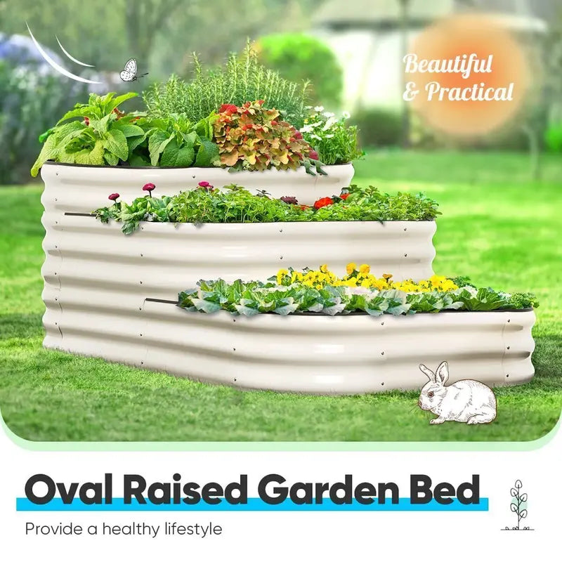 Galvanized 3-Tier Raised Garden Bed Kit  Durable Metal Planter, 43 Inches