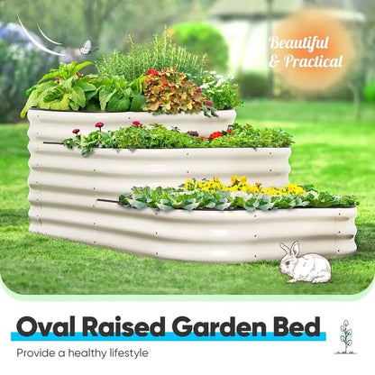 Galvanized 3-Tier Raised Garden Bed Kit  Durable Metal Planter, 43 Inches