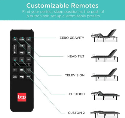 Electric Twin XL Adjustable Bed Frame  Ergonomic Base with Wireless Remote, Massage, Nightlight & Dual USB Ports