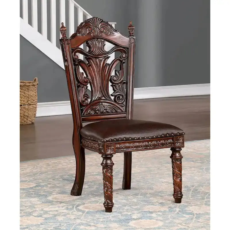Abeena Cherry Wood Side Chairs  Traditional Solid Wood Dining Chairs (Set of 2)