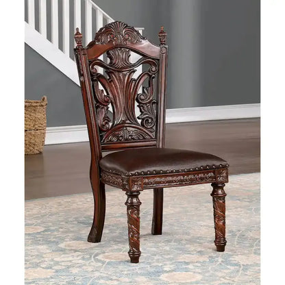 Abeena Cherry Wood Side Chairs  Traditional Solid Wood Dining Chairs (Set of 2)