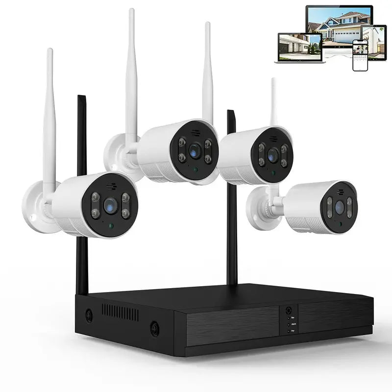 Topvision 4Pcs Security Wired Camera System, 8CH 3MP NVR Home Security, 1080P IP Security Surveillance Cameras
