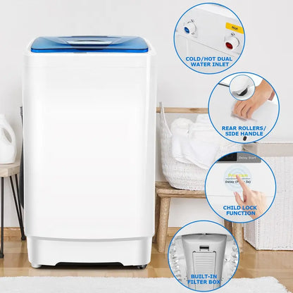 Tikmboex 17.8LBS Portable Washing Machine with 8 Programs 3 Water Temperatures 3 Water Levels Selection