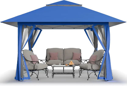 CROWN SHADES 13’×13′ Pop-Up Gazebo  Instant-Setup Outdoor Canopy with Wheeled STO-N-Go Carry Bag, White Portable Shade Structure
