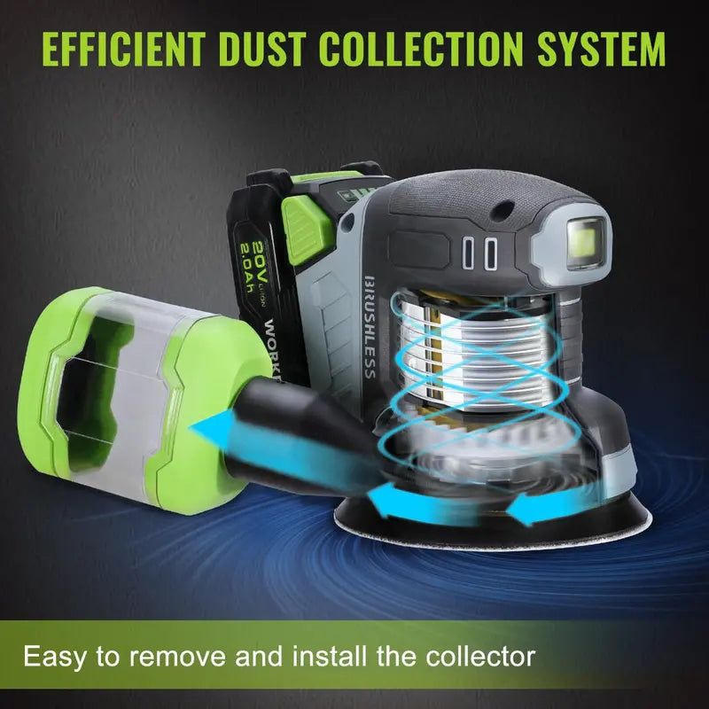 WORKPRO Brushless 20V 5-Inch Orbital Sander for Smooth Finishing