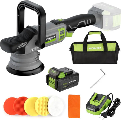 WORKPRO 20V Brushless Dual-Action Polisher  4.0Ah Battery, 7-Speed, Up to 5000 RPM