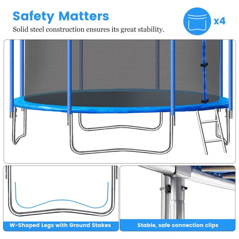 SEGMART 10Ft Trampoline for Kids with Basketball Hoop and Enclosure Net/Ladder