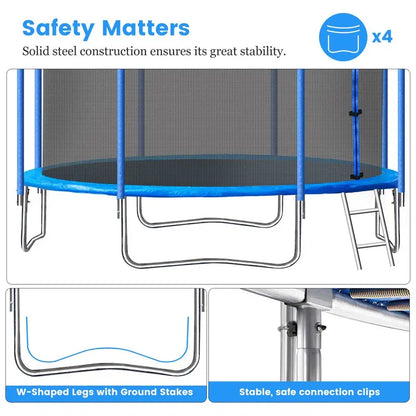 SEGMART 10Ft Trampoline for Kids with Basketball Hoop and Enclosure Net/Ladder