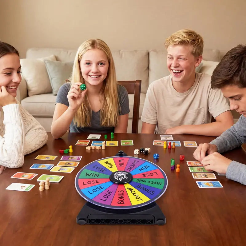 12-Inch Spinning Prize Wheel with Chalkboard Marker, Eraser, and Replacement Pointer