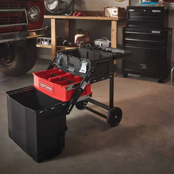 22-Inch Single-Drawer Lockable Tool Box  Black Powder-Coated Steel with Casters