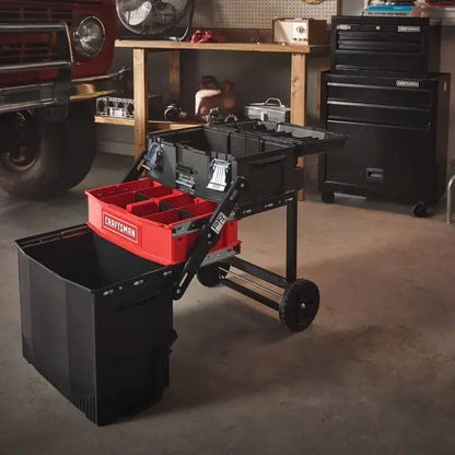 22-Inch Single-Drawer Lockable Tool Box  Black Powder-Coated Steel with Casters