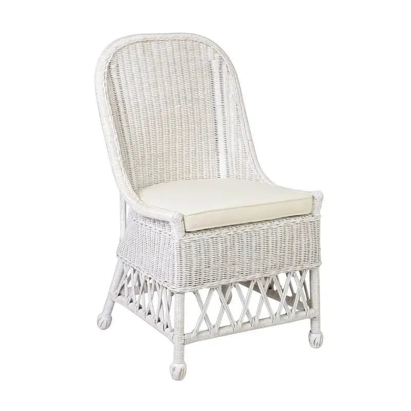 East at Main Natural Rattan Dining Accent Chair  Cushioned Woven Seating with Elegant Finish