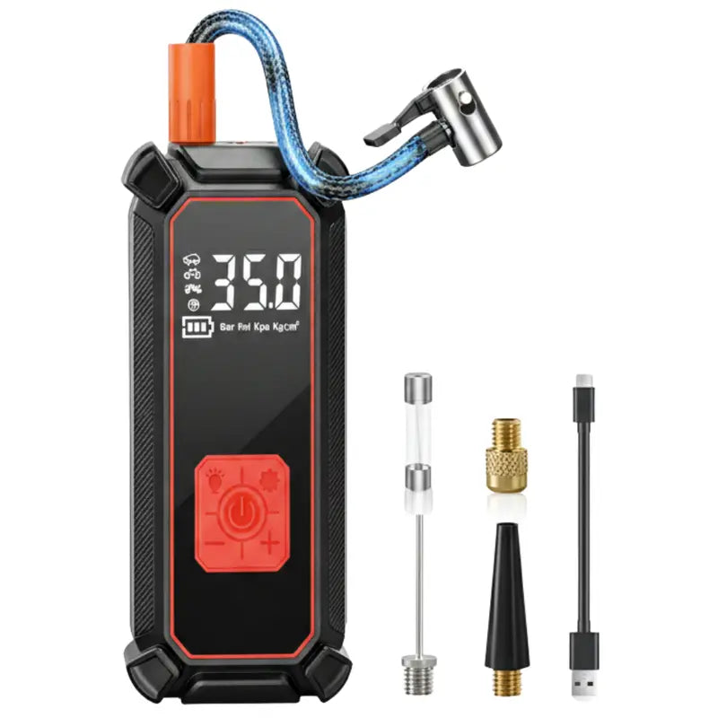 Digital 12V Portable Tire Inflator  Precision Gauge, Dual Power Input (Car/USB)
