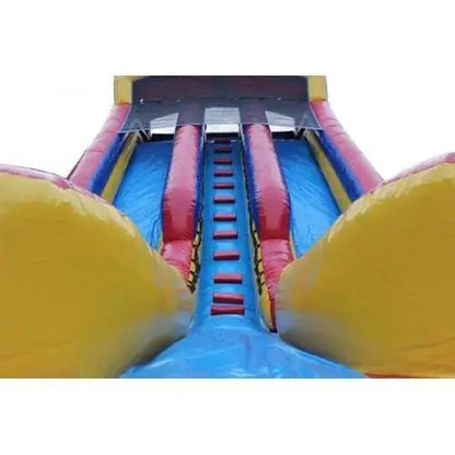 20-Foot Inflatable Double-Water Slide Featuring Integrated Pool and Drying Zone
