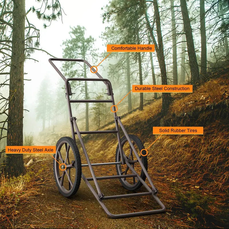 Heavy-Duty Folding Deer Hauler Cart — 500 LB Utility Dolly for Hunting Gear