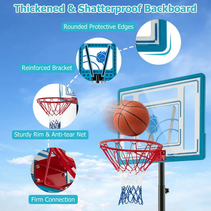 Poolside Outdoor Basketball Hoop with 3.84.4 FT Height Adjustment