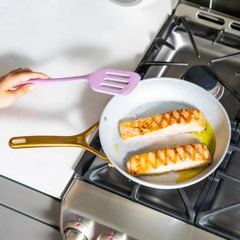 Thyme & Table Nonstick Supreme Cookware Set, 12-Piece, Cream, Greblon C3+ Coating, Oven Safe to 400°F