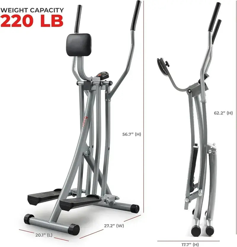 Sunny Health & Fitness Smart Air Walker  Low-Impact Elliptical with 30-Inch Stride & Glider Motion