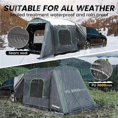 All-Terrain SUV Camping Tent  Weatherproof Rectangle Car-Side Shelter for 59 People, Fits Vans, Jeeps & Pickups (8′ L × 10.6′ W × 7.2′ H)