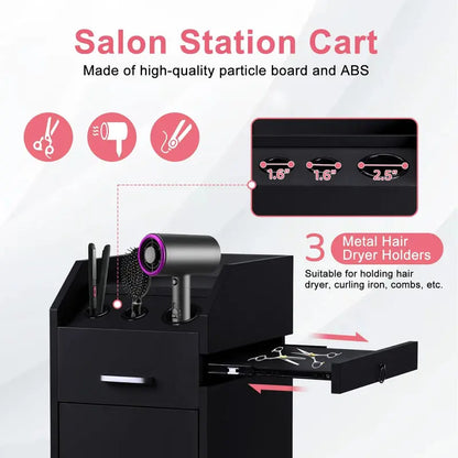 Winado Rolling Salon Storage Cart with Adjustable Shelves and Casters
