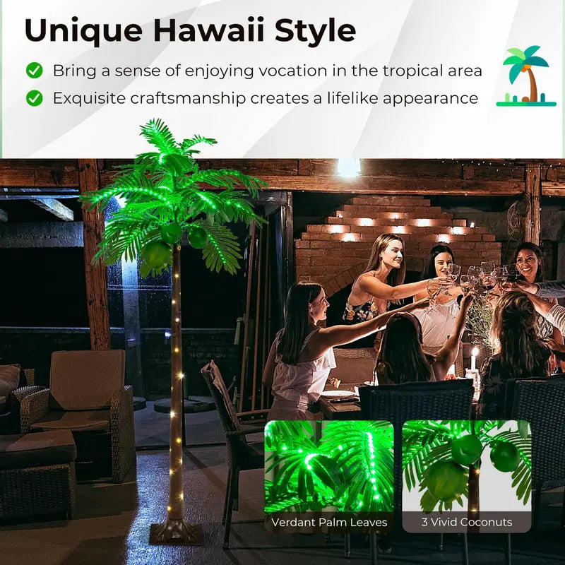 6-Foot Outdoor Lighted Tropical Palm Tree with 309 Energy-Efficient LED Lights